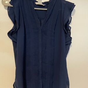 H&M Navy Blue Ruffled Blouse